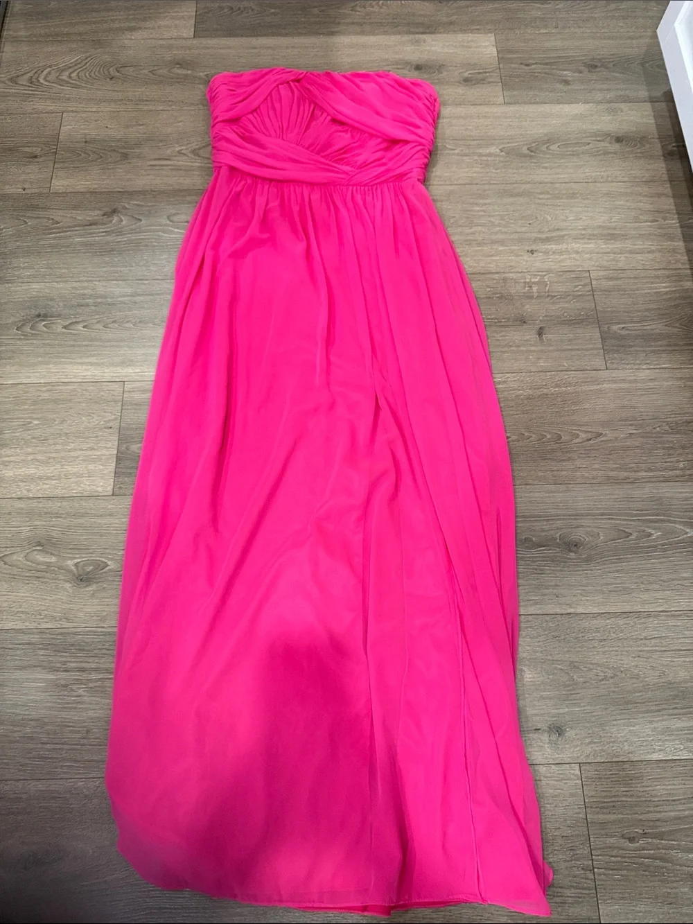 Dessy Collection Strapless Hot Pink Chiffon Gown - Picture 1 of 2